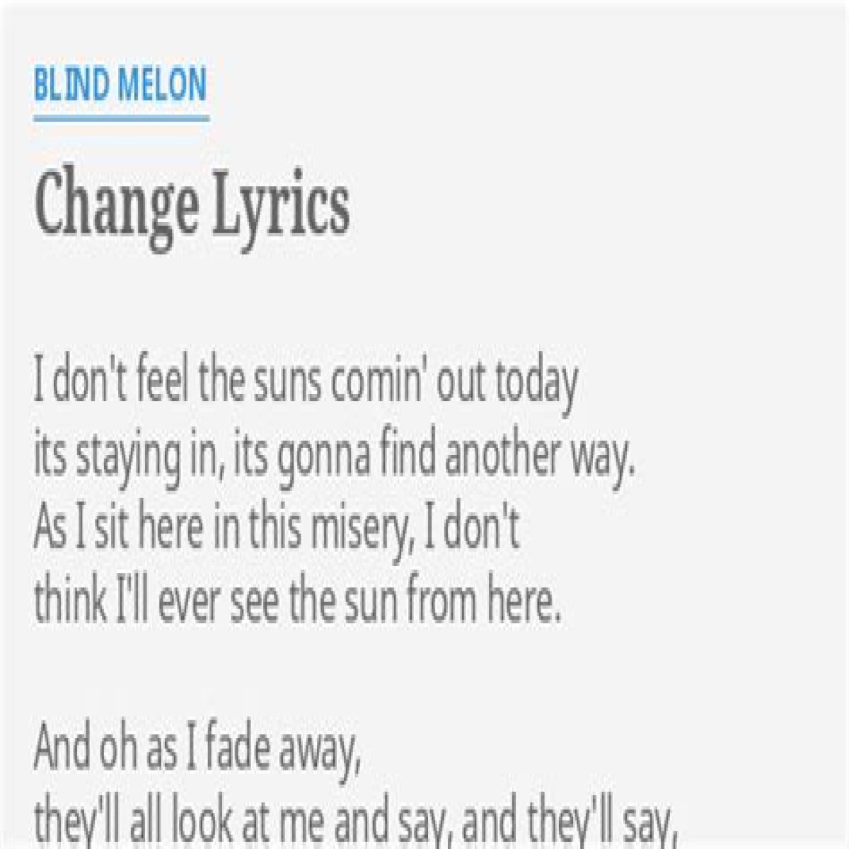 Blind Melon - Change Lyrics Meaning