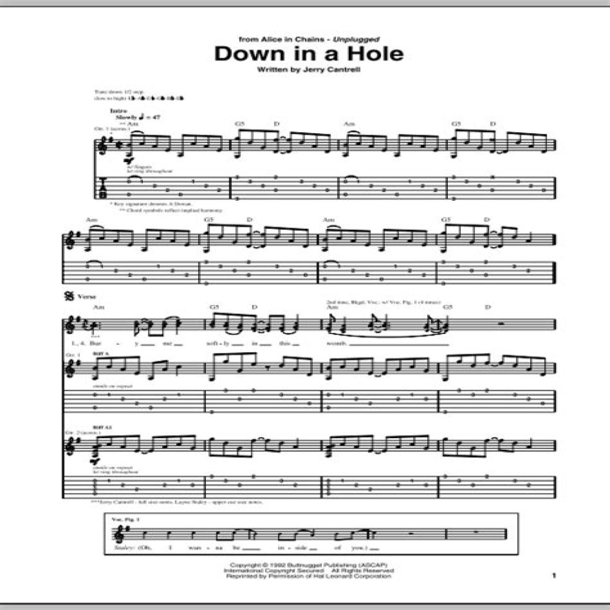 DOWN IN A HOLE CHORDS by Alice in Chains